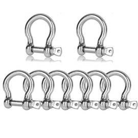 DNVOTRES 10 PCS Anchor Shackle 3/8 Bow Shackle M10 Screw Shackle 304 Stainless Steel Chain Shackle Clevis Heavy Duty Screw Pin Shackle for Anchor, Towing, Off Road Recovery