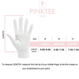 CROWNBLANKS PINKTEE Women's Golf Glove Soft Cabretta Leather Left Hand Ladies Golf Gloves with Mark All Weather Grip Comfort Fit Small Medium Large for Outdoor Sports (Medium)