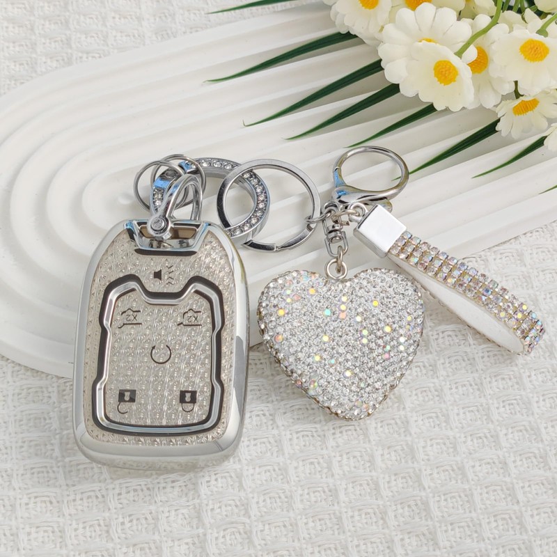 Nomiyo Key Fob Cover with Diamond, Compatible with GMC Yukon