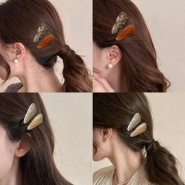 Fesanla Hair Clip, Bangs, Drop Type, Set of 2, Barrette, Small, Hair Ornament, Hair Accessory, Mini, Ducker Clip, Stylish, Adult, Cute, Hair Clip, For Women (Dark Brown)