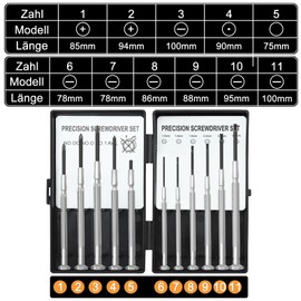 Cozy Inviting 11 in 1 Mini Schraubendreher Set,Brillen Schraubenzieher Set, Uhrmacherwerkzeug Set,Schraubendreher set klein-In praktischer Aufbewahrungs-Box