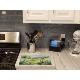 Caroline's Treasures Rabbit Springtime Meadow Glass Cutting Board Decorative Tempered Glass Kitchen Cutting and Serving Board Large Size Chopping Board