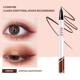 BLUE LOVE Waterproof Liquid Eyeliner Pen - Long Lasting Smudge Proof Makeup, Easy to Apply for Winged Liner & Everyday Use (Brown)