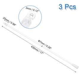 uxcell Blind Wand Replacement with Hook,3Pcs 17" Long Acrylic Blind Tilt Wand with Hook and Grip, Vertical Blind Rod Stick for Window Blind Stick Wand Opener (Transparent)