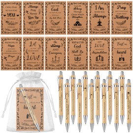 72 Pcs Christian Gift Bible Verse Pen Bamboo Religious Inspirational Scripture Notebook with Organza Bag for Men Women Prayer Journal Office School Church Supplies Christmas Easter