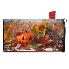 Happy Fall Y'all Post Letter Box Covers, Autumn Harvest Thanksgiving Magnetic Waterproof Mail Wraps for Outdoor Yard Garden Standard Mailbox Decor 21x18 in