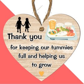 Thank You Dinner Lady Heart Plaque - Exquisite Handcrafted Wooden Keepsake, Sentimental Gift from School or Nursery Children, End-of-Term Gratitude