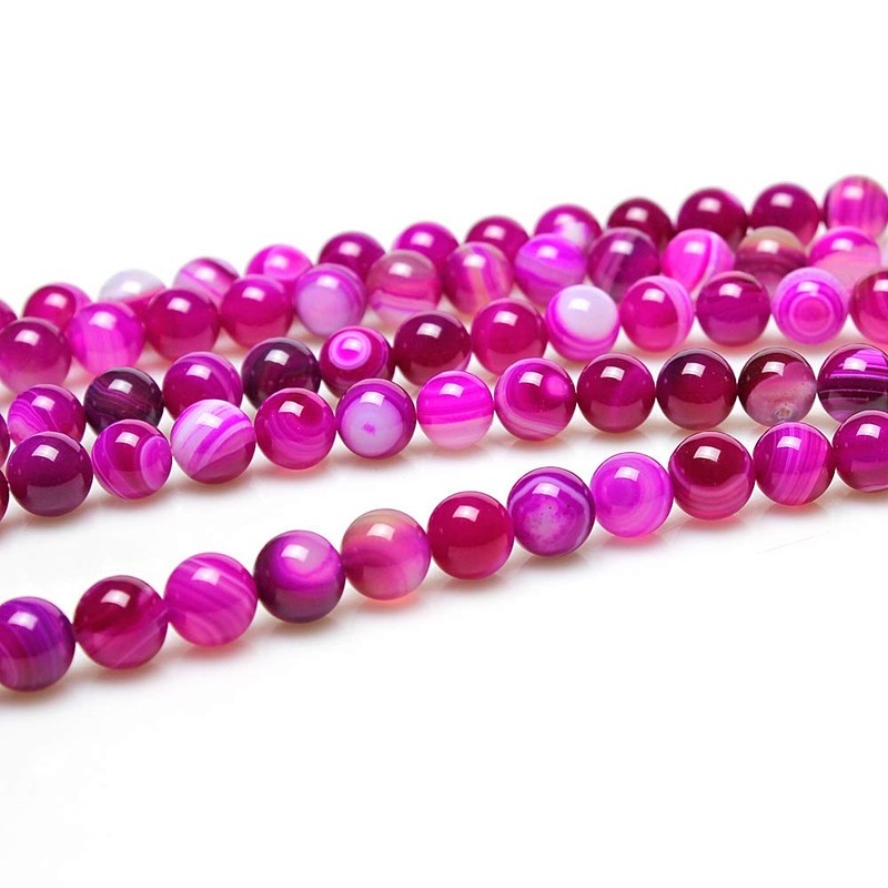 jartc Rose Ronda de rayas ágata Gemstone Beads, 6 mm,