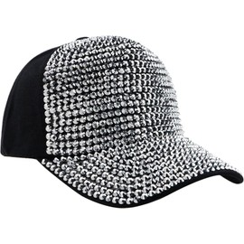YeeHeen Studded Rhinestone Baseball Cap for Women Sparkle Bling Denim Sun Hat Casual Sports Hat Silver Black