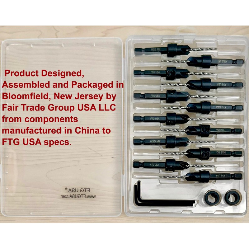 FTG USA Countersink Drill Bit Set 12 Pc #4 (7/64")