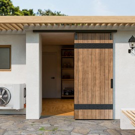 TOPCCJHHD 6FT/72'' Box Rail Sliding Barn Door Hardware Kit Ceiling Mount for Exterior Interior Use Heavy Duty Black, No Door