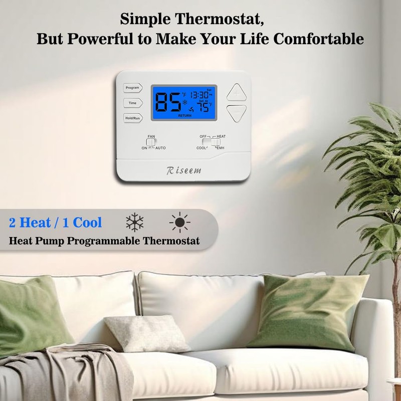 7 Day Flexible Programmable Thermostat, 2 Heat/1 Cool Heat Pump