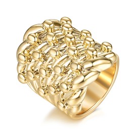 THE BLING KING New Heavy 9ct Gold-Plated XXXL Keeper Ring | Thick Plating, 39g Weight, Size 13 (UK Size Z)
