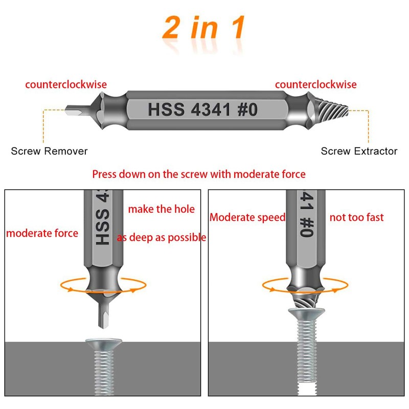 HSS 4341 Screw Extractor Set, 5 Pieces, M3-M18, for Damaged
