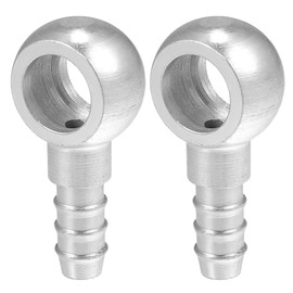 ACROPIX 14mm ID 10mm OD Banjo Bolt Hose Barb Fittings Universal Banjo Fitting Fuel Line Adapter Connector for Motorcycle Car Silver Tone - Pack of 2