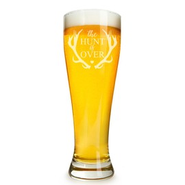The Hunt Is Over Engraved 16 ounce Beer Glass Pilsner