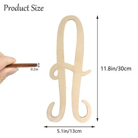 Wooden Monogram Letters for Wall Decor 12 Inch Cursive Wood Letters Unfinished Large Wood Letter A Focal20 Craft Alphabet Wall Hanging for Wreath Nursery Baby Shower Home Decoration