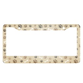 Swono Paw Print License Plate Frame Funny Dog and Cat Paw Print and Bone License Plate Cover Aluminum Metal License Plate Holder Frame for Women Men Auto Decoration for US Car/Truck