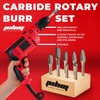 Tungsten Carbide Burr Set 1/4" Shank 8PC Double Cut Rotary