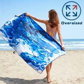 DARCHEN Microfiber Beach Towels Oversize Quick Dry Towel [1 or 4 Pack] - Travel Beach Towel for Swimming Pool, Sand Free Towel(Extra Large XL 180x90, Large 160x80) for Kids Adult, Compact Lightweight