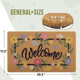 Carvapet Carvapet Artificial Coir Doormat with Non-Slip Backing for Indoor and Outdoor 17 x 30 inch Front Door Welcome Mat Spring Summer Seasonal Doormat, Welcome Flower Garland