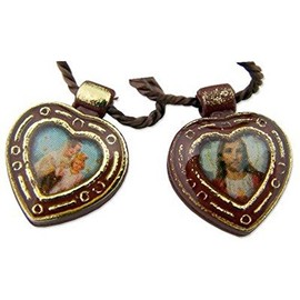 Religious Gifts Catholic Gift Our Lady Mt Mount Carmel Jesus Christ Sacred Heart - Heart Shape Scapular Cord Necklace