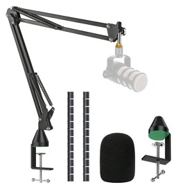 YOUSHARES Rode Podmic Stand with Pop Filter - Microphone Boom Arm with Foam Windscreen Improve Recording Quality