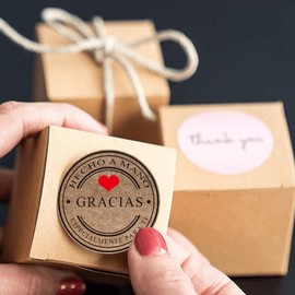 Gracias Espaol Gracias Pegatinas Adhesivas Kraft Naturales 1 Pulgada Crculo Redondo Puntos Sello Decorativo Etiqueta para Envolver Regalos