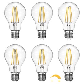 Dimmable A19 Clear LED Light Bulbs 60W Equivalent, 6W, 2700K Soft Warm Light for Table Lamp Floor Lamp Bathroom Vanity Outdoor Wall Light Fixture, CRI85+, 750LM, E26 Base, 6Packs