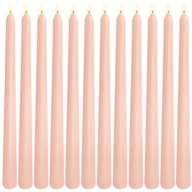 12 Pack 10 inch Soft Peach Taper Candles, Unscented Dripless Candlesticks Bulk for Home Dinner Wedding Romantic, Long-Lasting Burn Time of 7-8 Hour