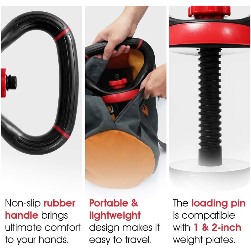 Yes4All LDN6 Adjustable Kettlebell Handle, Weight Plate Converter, Red