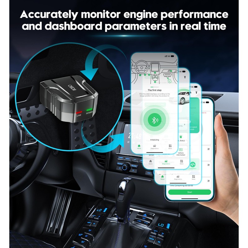 OBD2 Scanner Reader Bluetooth Wireless Auto Diagnostic Scan Tool for