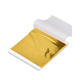 Luckymica Gold Leaf Sheets, 100 Sheets Gold Foil, 14 x 14 cm Imitation Gold Leaf for Nails, Art & Crafts, DIY Projects, Picture Frames, Walls & Interior Decoration