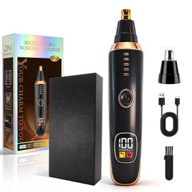 Nose & Ear Hair Trimmer with LED Display for Men and Women, 2026 USB Rechargeable Facial Trimmer Clipper for Easy Cleansing, Portable Painless Grooming Kit,Gift Box Included
