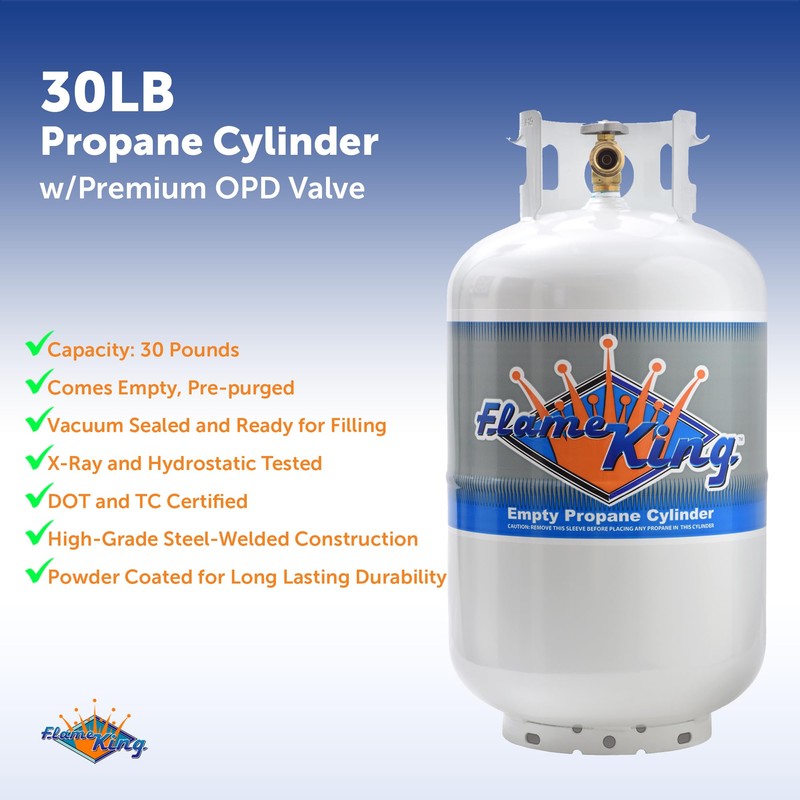 Flame King YSN-301 30 Pound Steel Propane Tank Cylinder with
