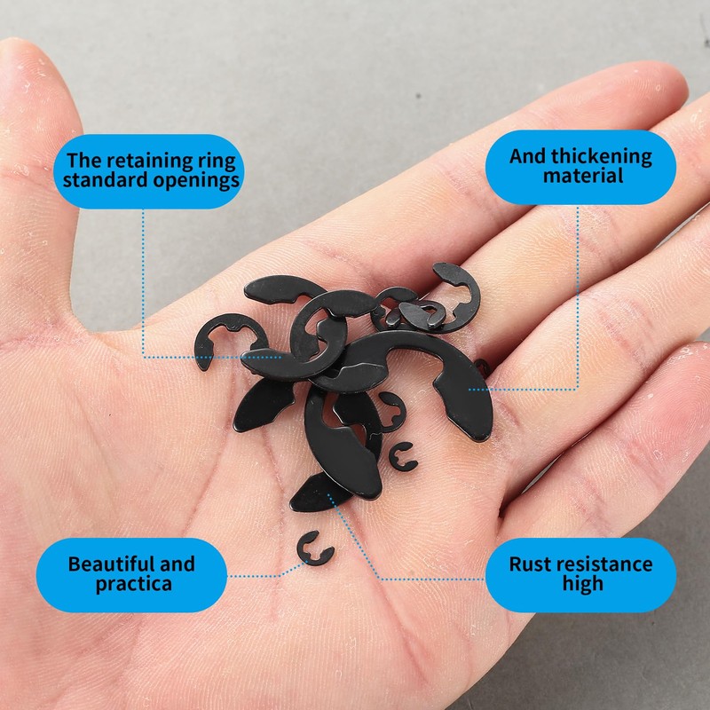 520 Pcs Circlips Assorted, E Clips E-Clips Circlip External Retaining