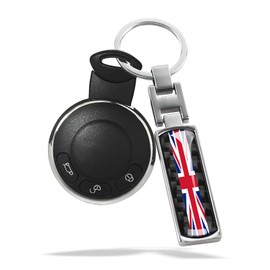 YGJJG Universal Car Metal Key chain Cover Carbon Fibre GB British Flag UK Flag Keyring Compatible With MINI Mclaren Jaguar Landrover Accessories For Birthday New Year Gift