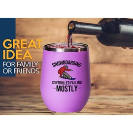 Snowboarding Pink Edition Wine Tumbler 12oz - Snowboarding - Ski Snowboard Goggles Snowboarder Skiing Snowboarding Gift Skiers Hiking Mountain