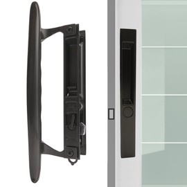 ACEPLANET Flush Mount Non-Keyed Sliding Glass Door Handleset, 6-5/8" H.C., Fits 1" to 1-1/8" Thick Doors, Features Night Lock & Hook Latch, Non-Handed, Florida Bronze
