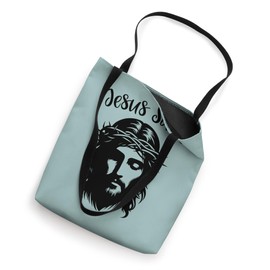 Beautiful Jesus face crown of thorns Christian Faith Saves Tote Bag