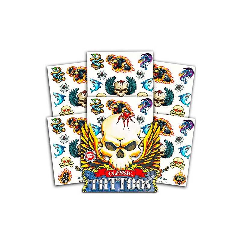 American Traditional Temporary Tattoos Set Kids Adults - 50 Bold