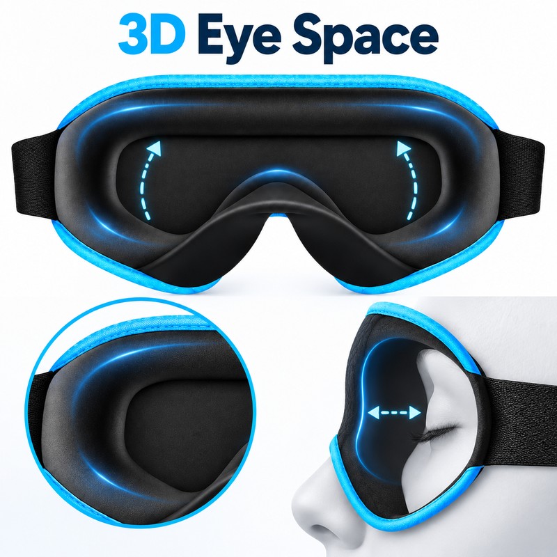 3D Blackout Sleep Eye Mask for Women & Men, Contoured