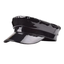Foetest Cap Student Hat Leather Cap Baseball Cap Sun Hat Casual Hat Solid Color Black
