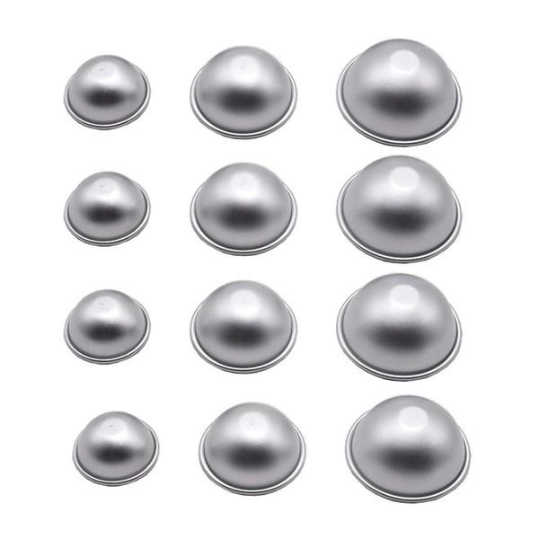 12 Pieces 3 Sizes DIY Metal Bath Fizzies Mold Semicircular Mold for Crafting Your Own Fizzles, Silver