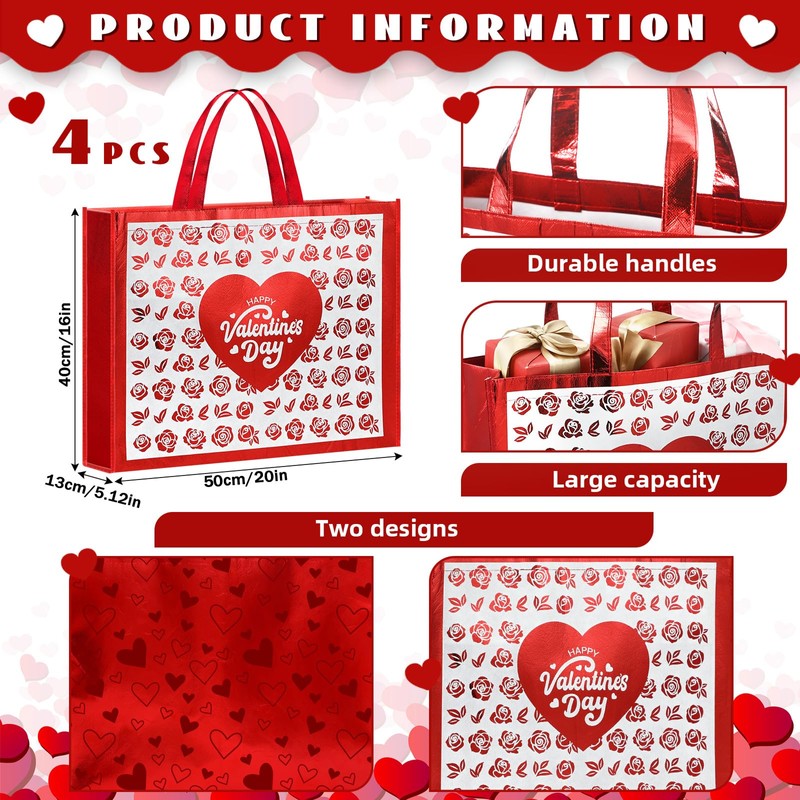 Dansydaisy 6 Pcs Extra Large Valentine's Day Gift Bag 20