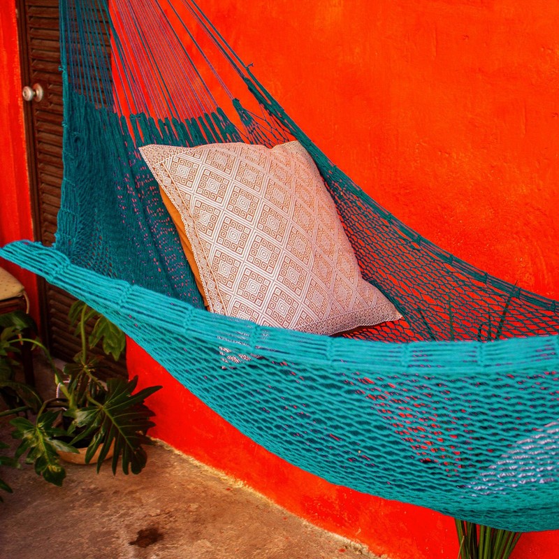 Novica Handmade Uxmal Peacock Cotton Rope Hammock (Single)