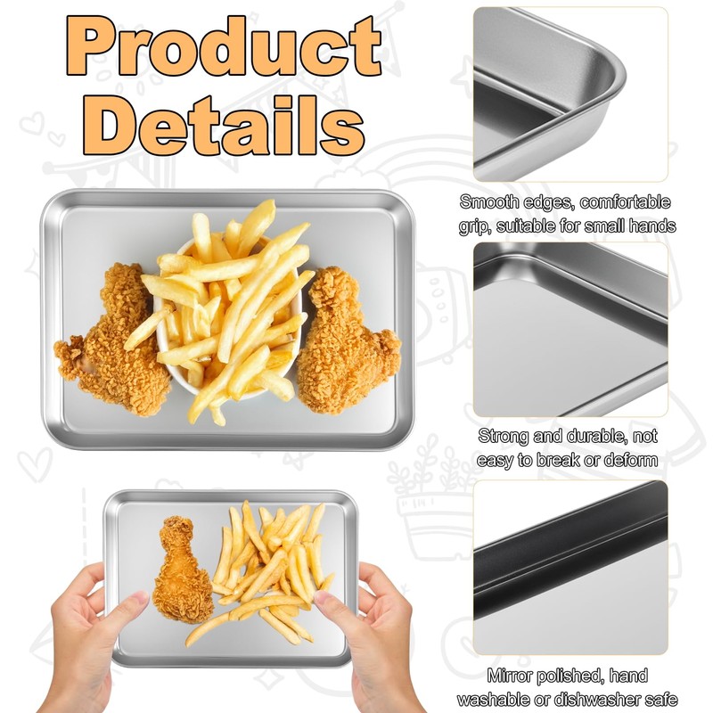 Dyrfolm 6 Pcs Baking Sheet Stainless Steel, 8''L x 5''W