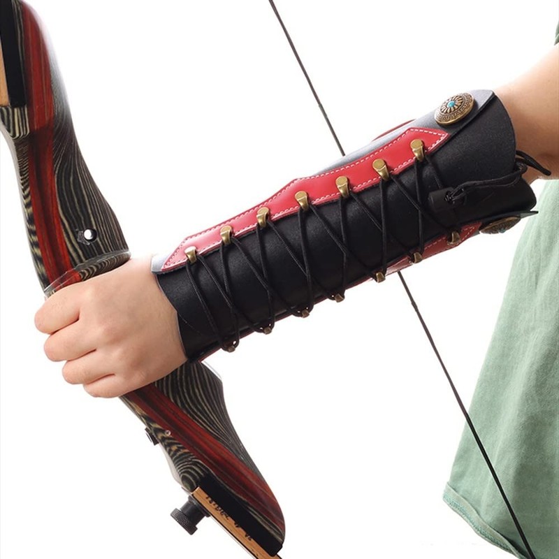 DONGKER Archery Arm Guards,Forearm Protection Guards Adjustable Leather Gauntlet Wristband