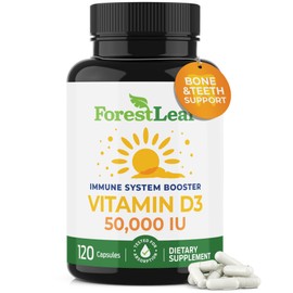 ForestLeaf Vitamin D3 50,000 IU | VIT D - VIT D3 Vitamin D Supplement for Women and Men | Bone Health, Teeth, Immune Support | Easy to Swallow Pills | High Potency WEEKLY Dose, 2-Year Supply, 120 Caps