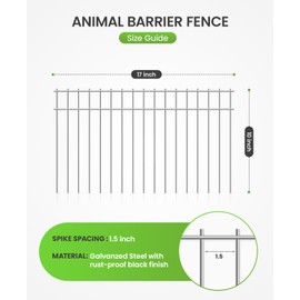 Thrifty Basics Animal Containment Fence, Modern Black Steel, 32" x 8" Panel, 1 Count